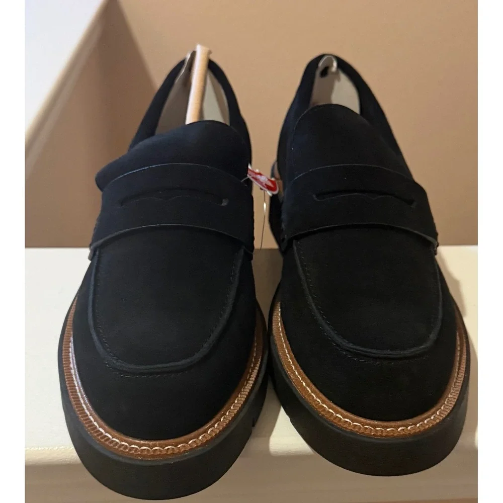 New Blondo Black Waterproof Suede Penny Loafers Comfort Slip-On Shoes Preppy 9.